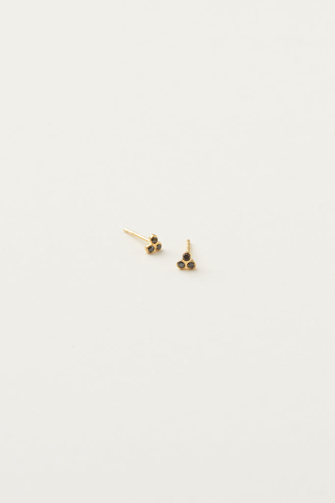 STUDIO LOMA - ELSIE earring, gold with 3 black diamonds